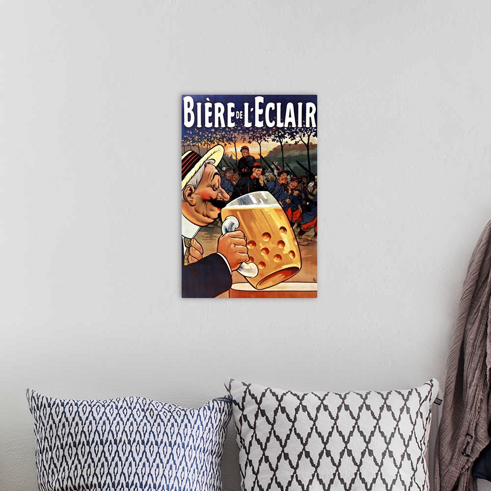 A bohemian room featuring Biere de L'Eclair - Vintage Beer Advertisement