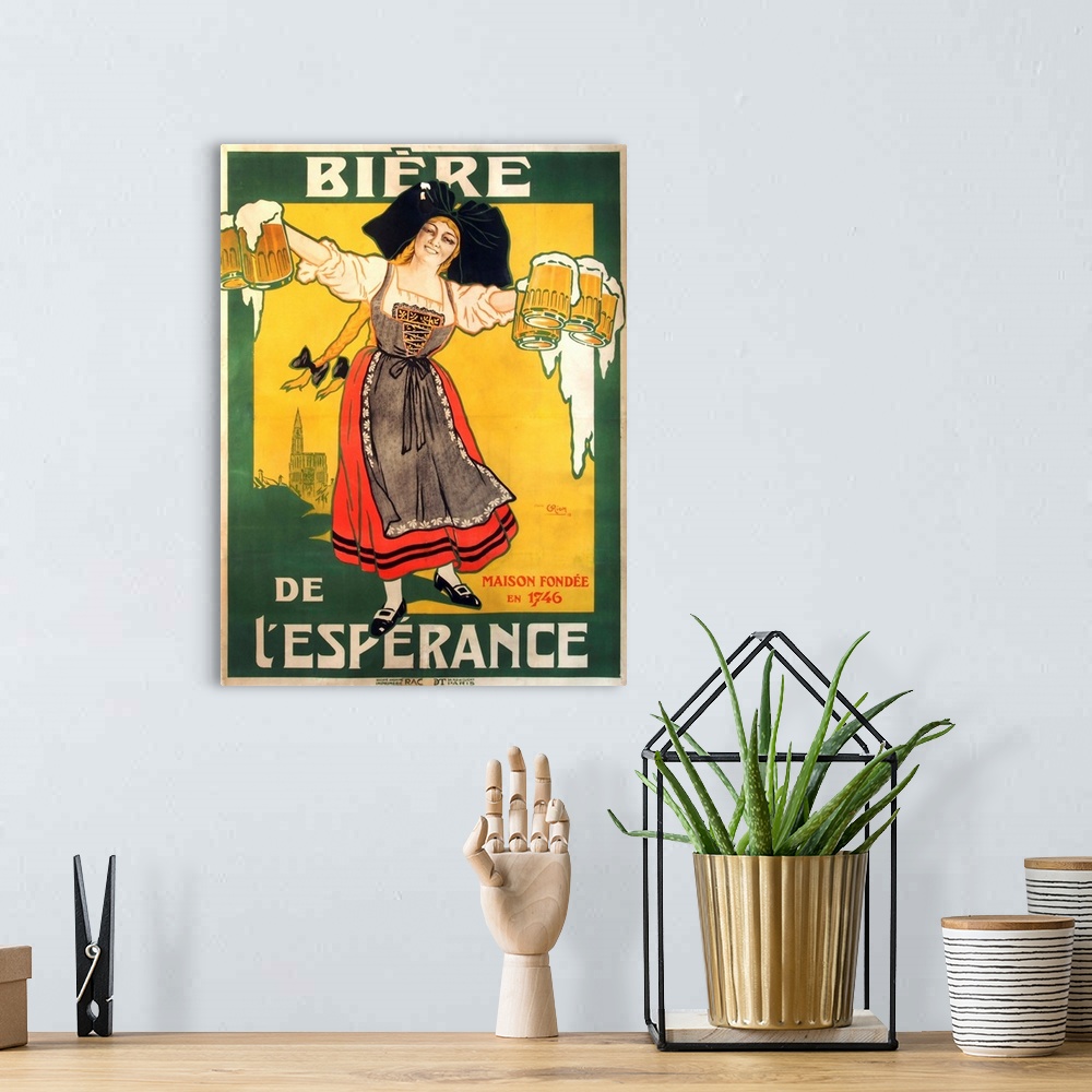 A bohemian room featuring Biere de l'Esperance - Vintage Beer Advertisement