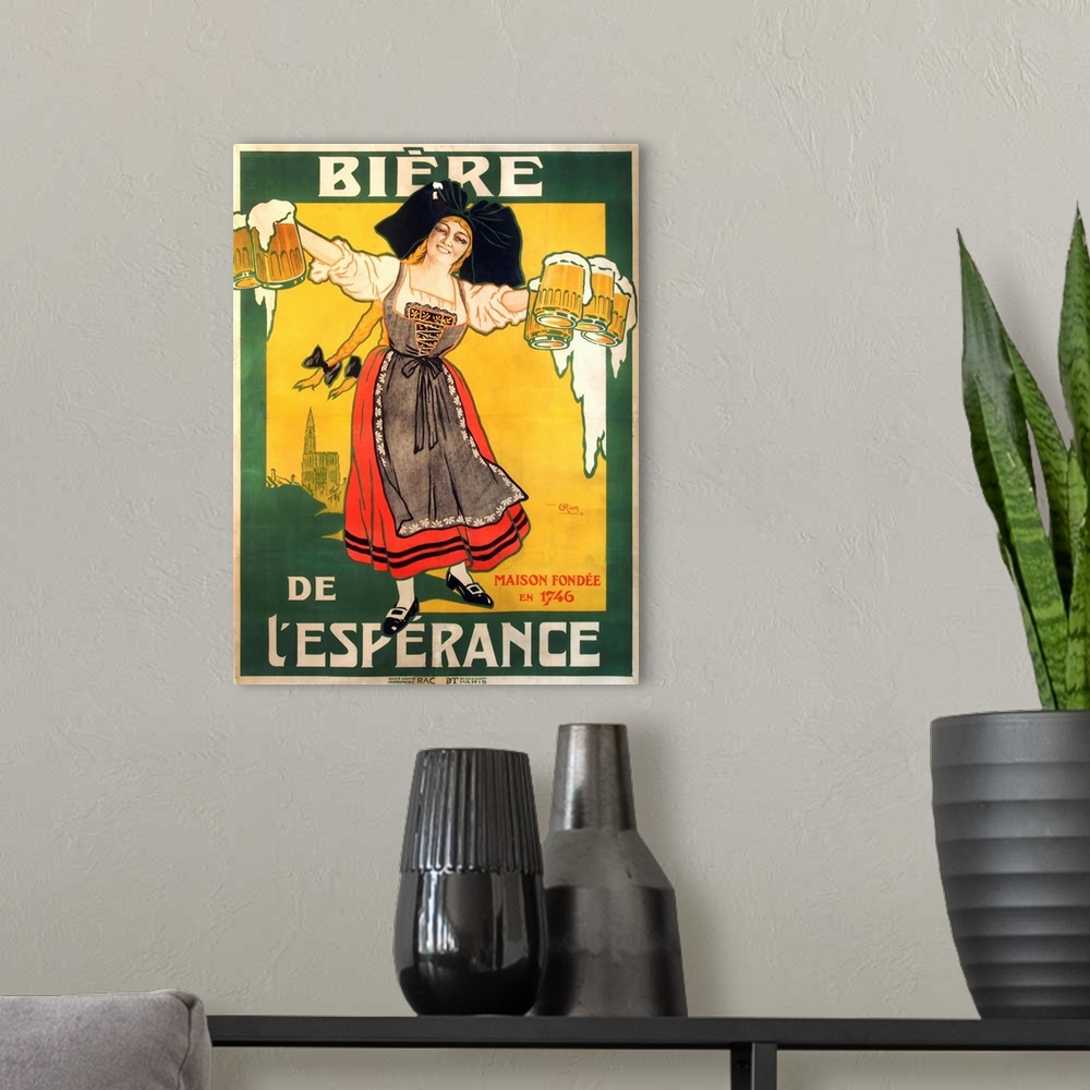 A modern room featuring Biere de l'Esperance - Vintage Beer Advertisement