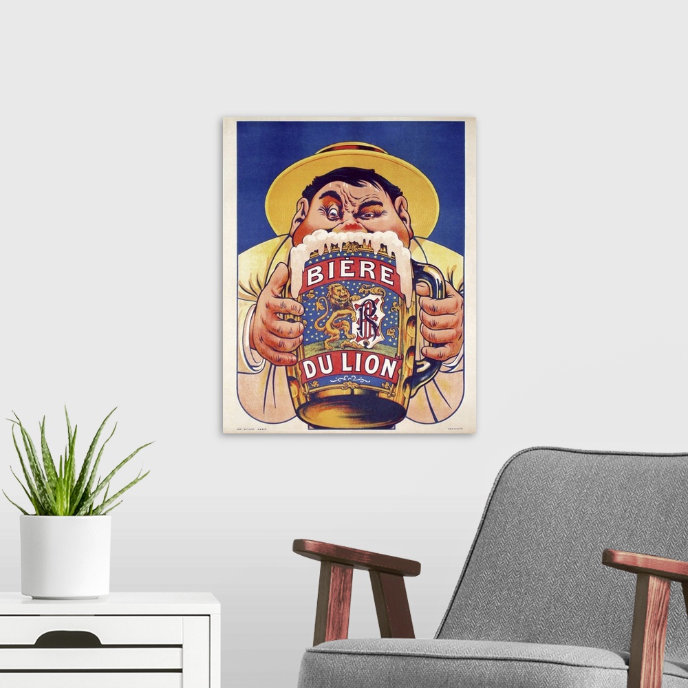A modern room featuring Biere du Lion - Vintage Beer Advertisement