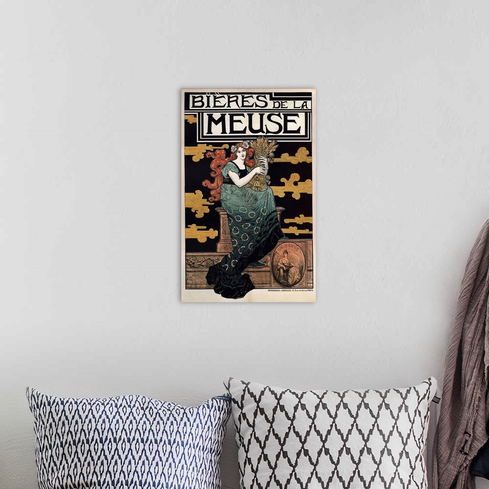 A bohemian room featuring Bieres de La Meuse - Vintage Advertisement
