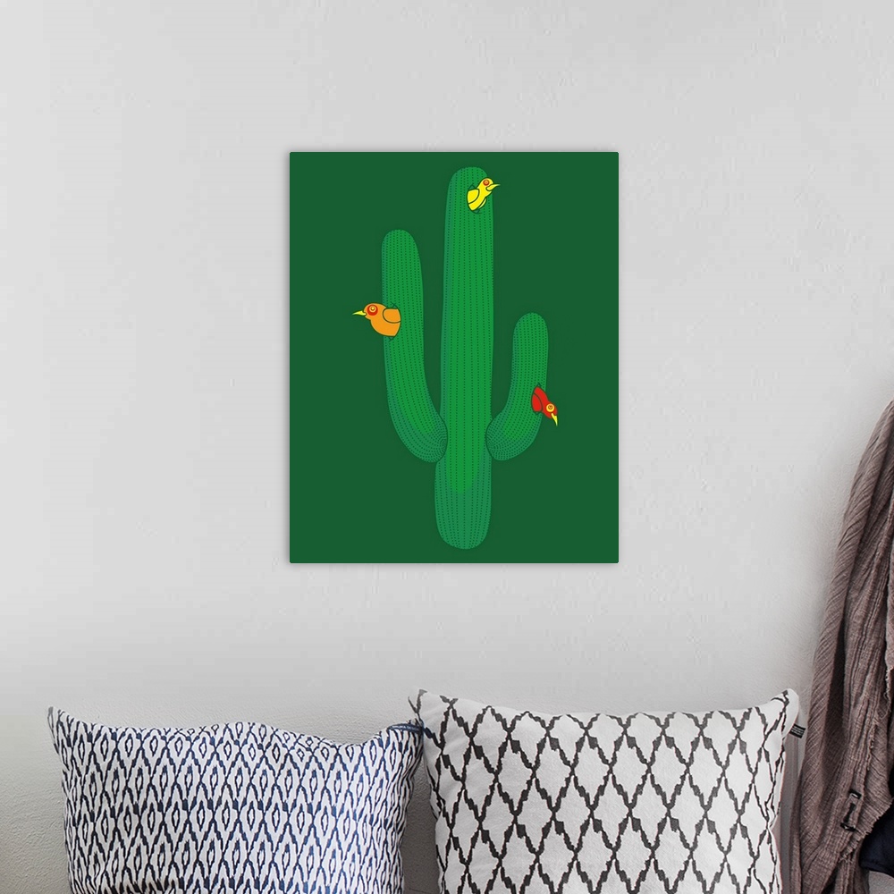 A bohemian room featuring Birds in a Cactus, western