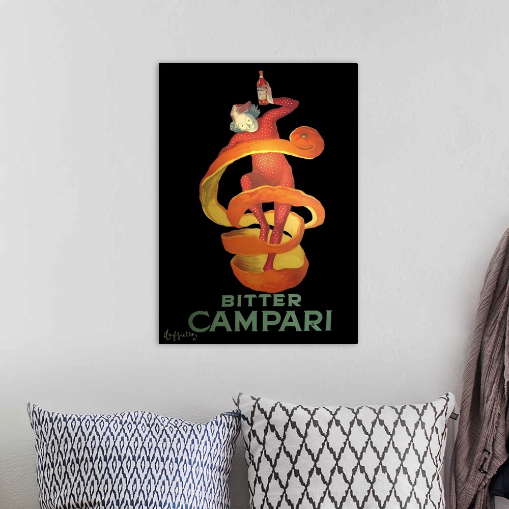 A bohemian room featuring Bitter Campari - Vintage Liquor Advertisement