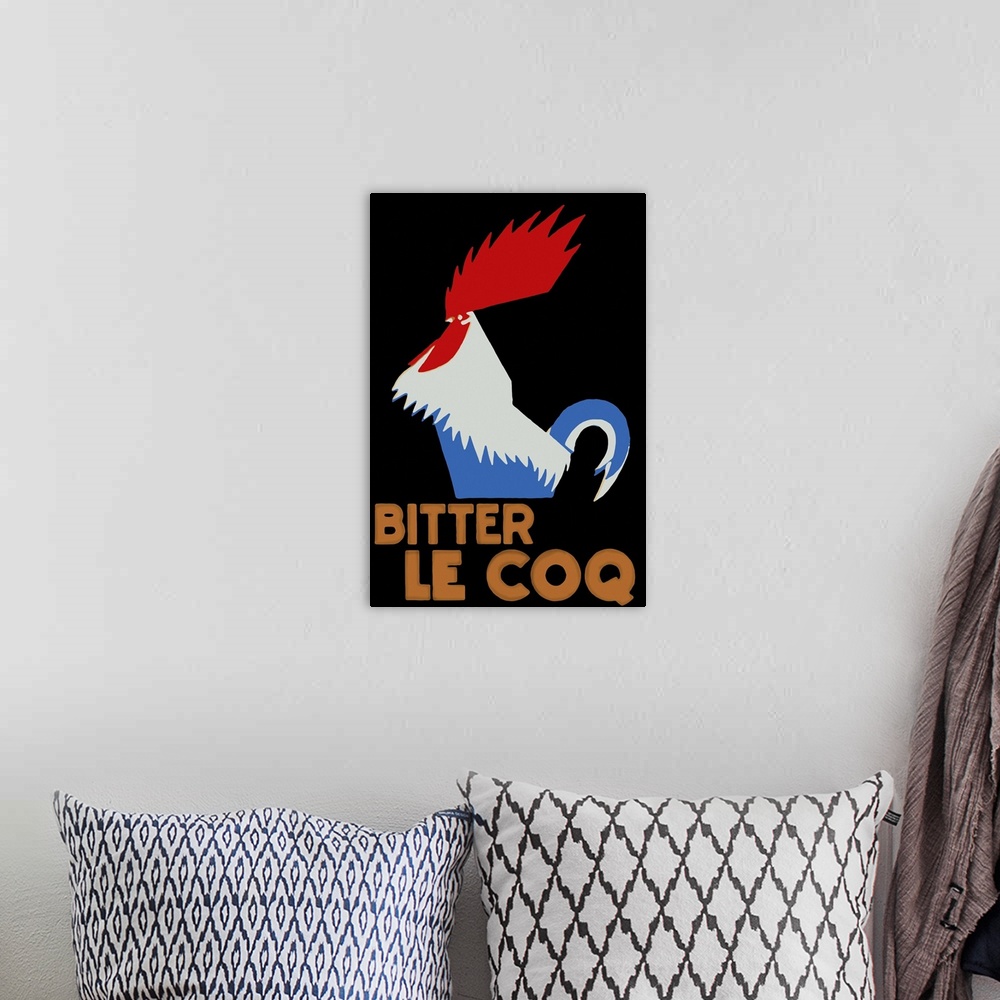A bohemian room featuring Bitter le Coq - Vintage Liquor Advertisement