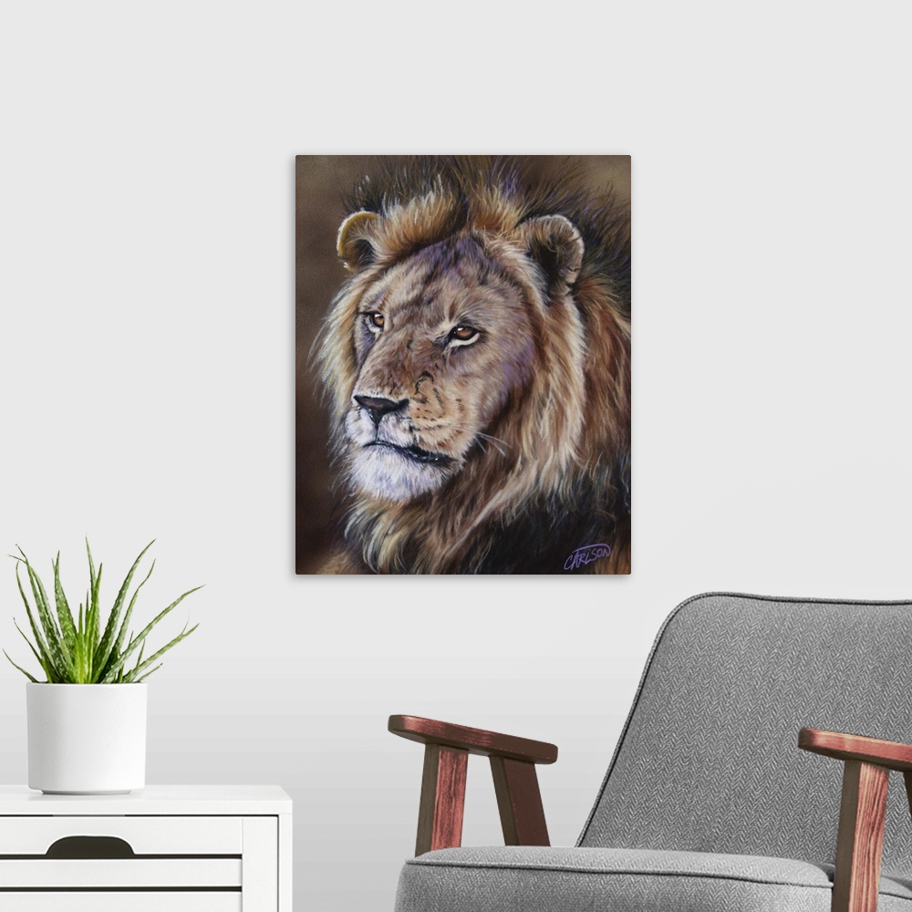 A modern room featuring lion