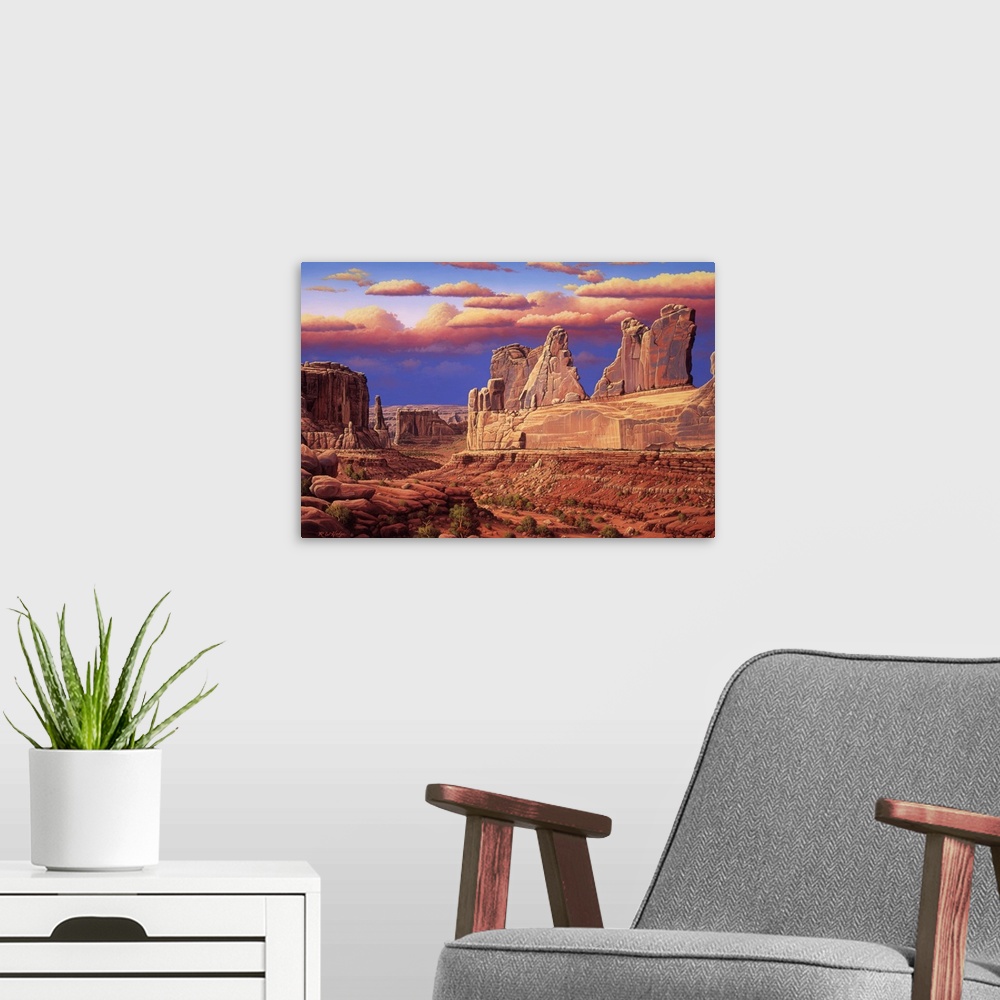 A modern room featuring Mountain range in Monument Valley.