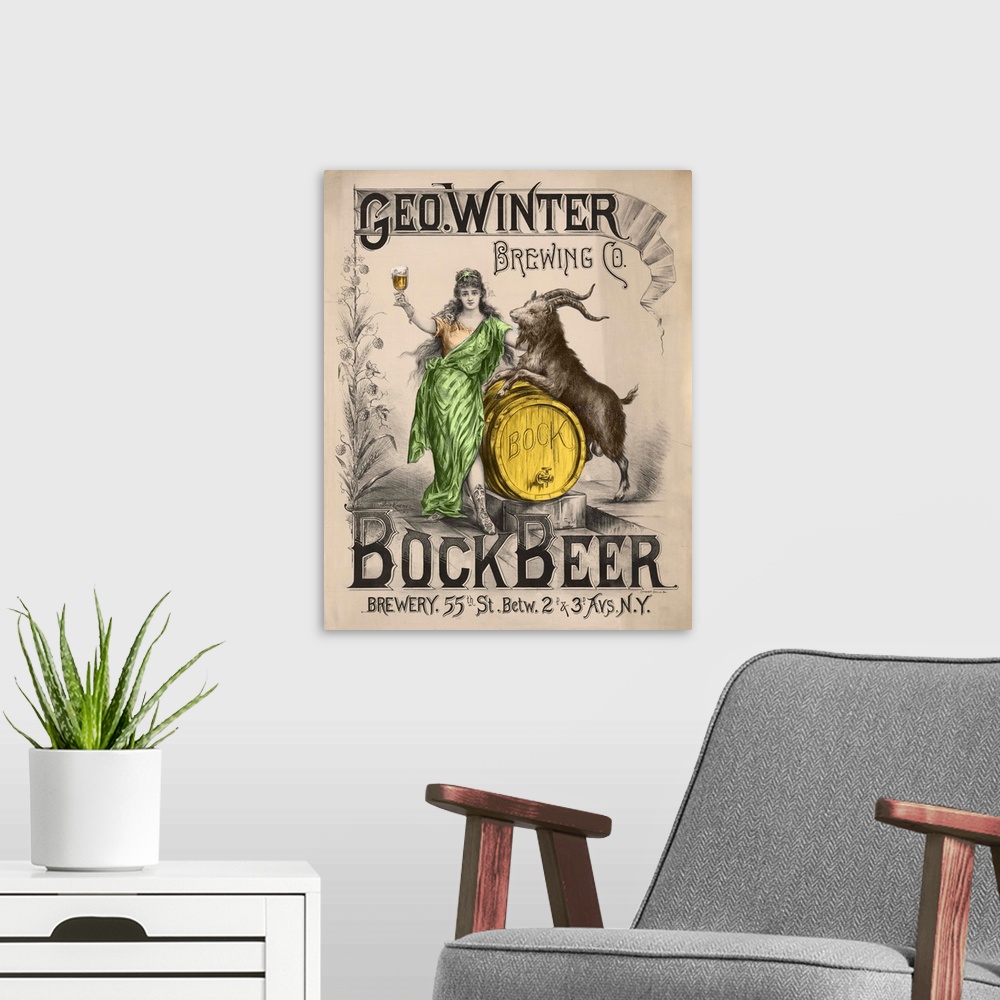 A modern room featuring Bockbeer Green - Vintage Beer Advertisement