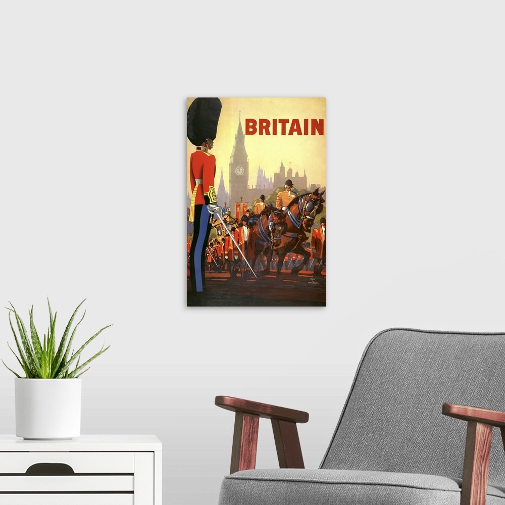 A modern room featuring Britain - Vintage Travel Advertisement