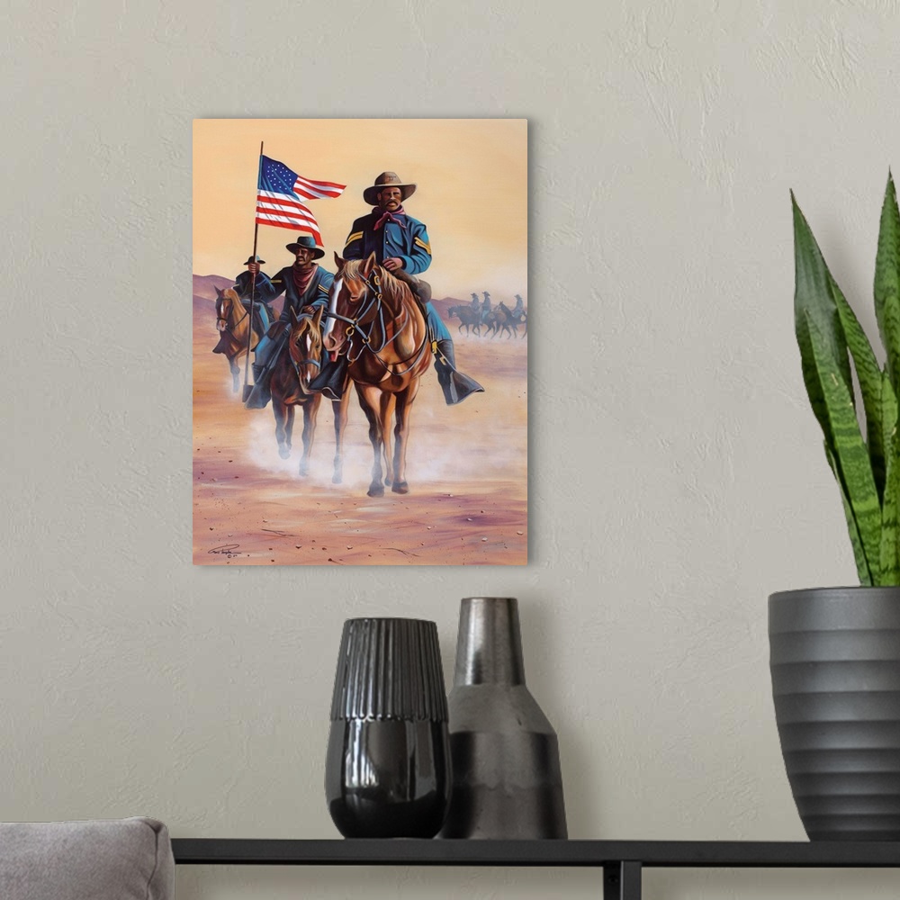 A modern room featuring Buffalo Soldiers