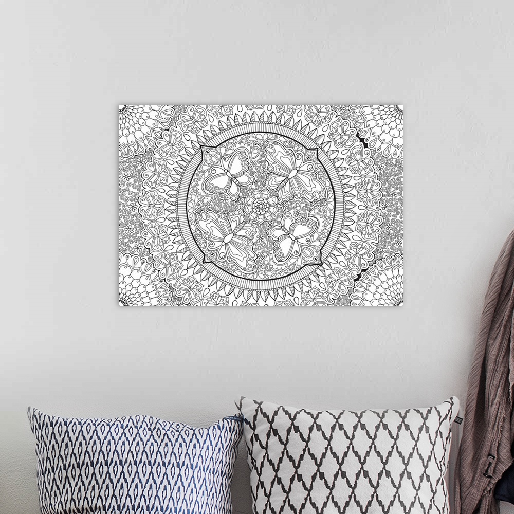 A bohemian room featuring Butterfly Party Mandala