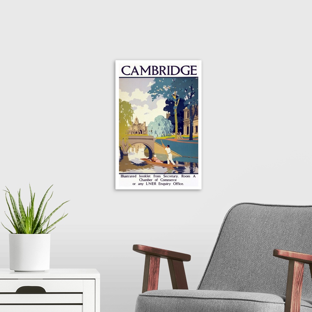 A modern room featuring Cambridge - Vintage Travel Advertisement