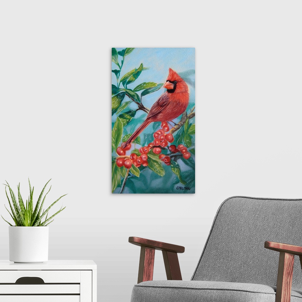 A modern room featuring Cardinal and Berriesbird