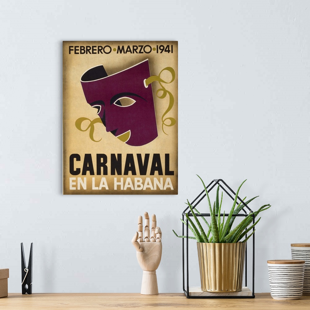 A bohemian room featuring Carnaval en la Habana - Vintage Travel Advertisement