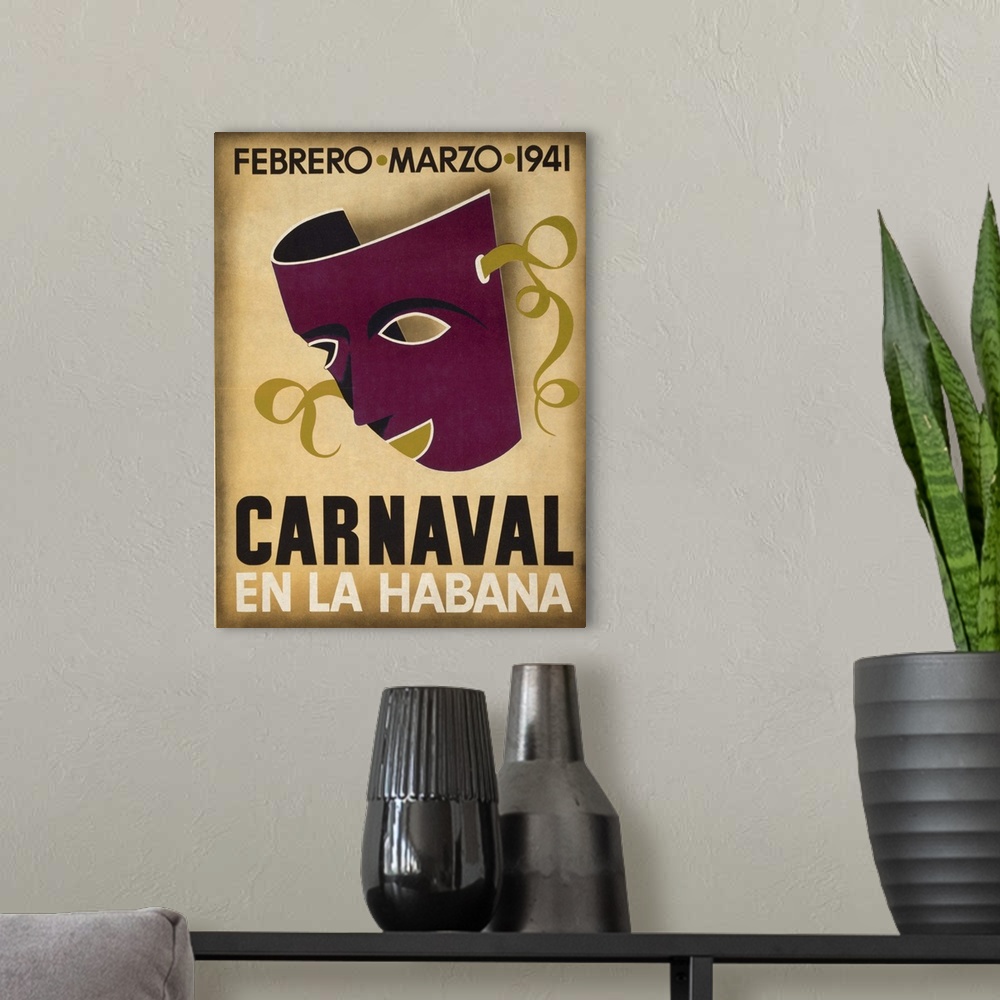 A modern room featuring Carnaval en la Habana - Vintage Travel Advertisement
