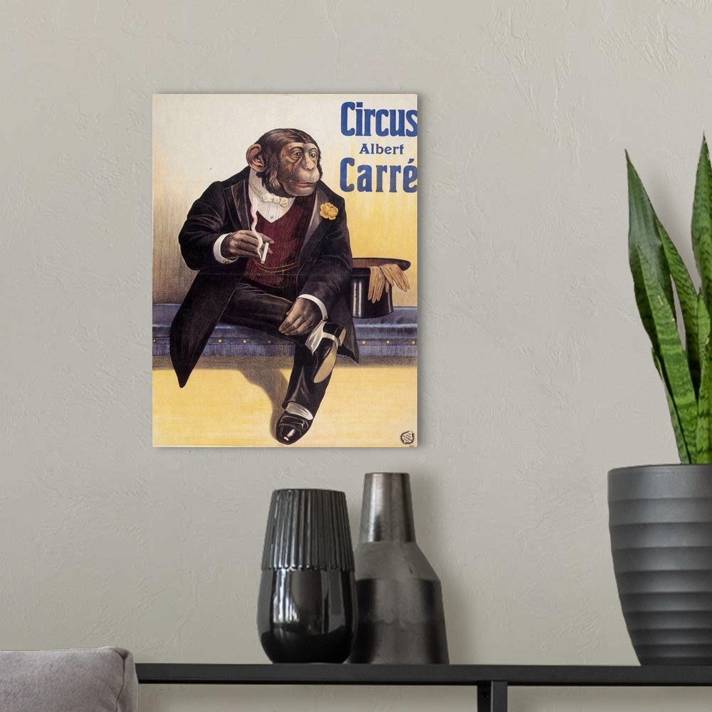 A modern room featuring Vintage poster advertisement for Carre Circus.