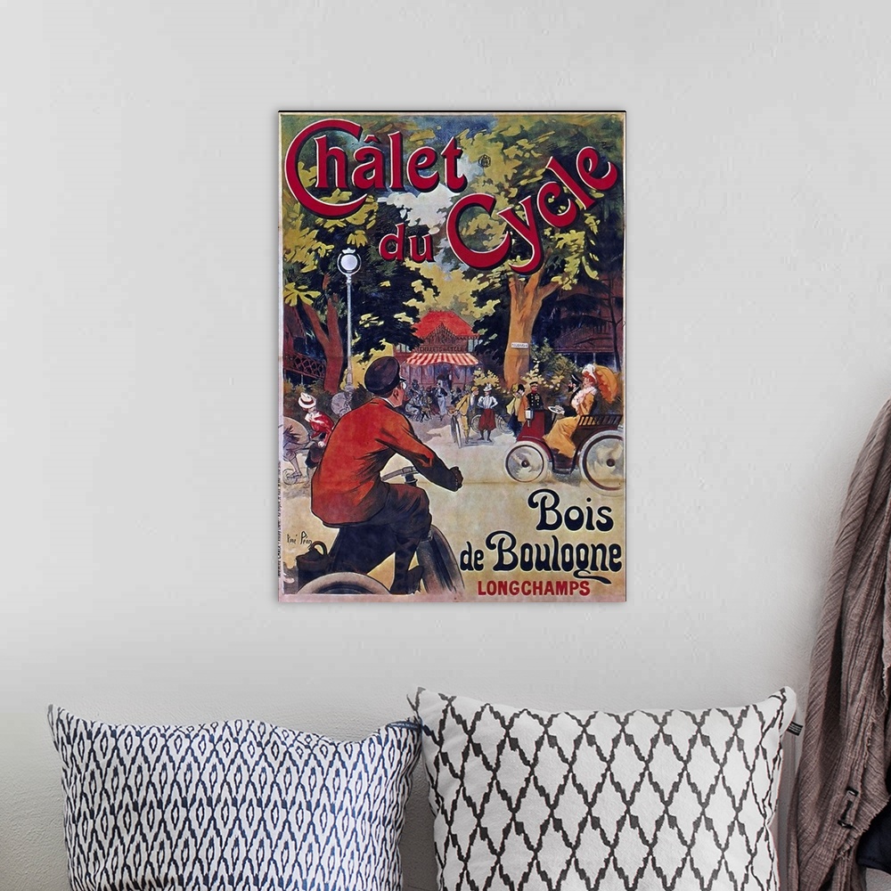 A bohemian room featuring Chalet du Cycle - Vintage Bicycle Advertisement