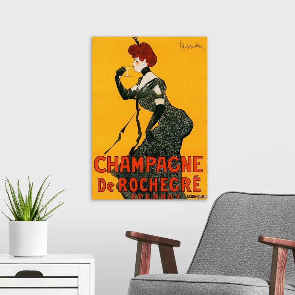 A modern room featuring Champagne de Rochegre - Vintage Advertisement