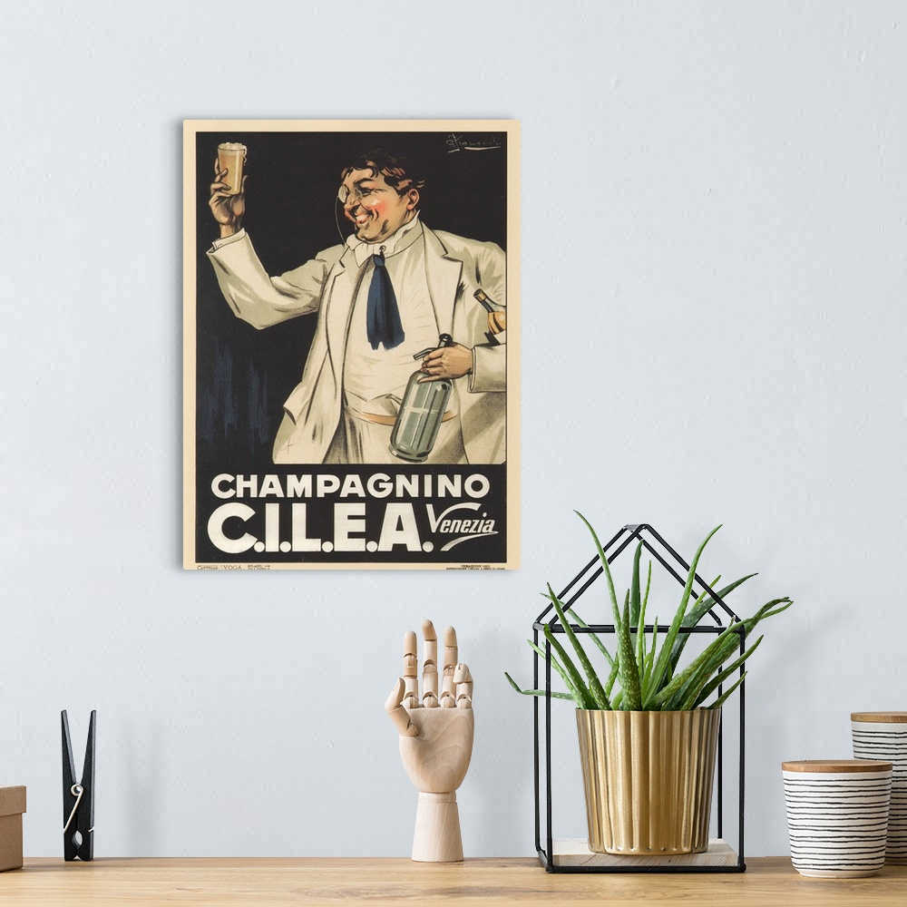 A bohemian room featuring Champagnino CILEA - Vintage Champagne Advertisement