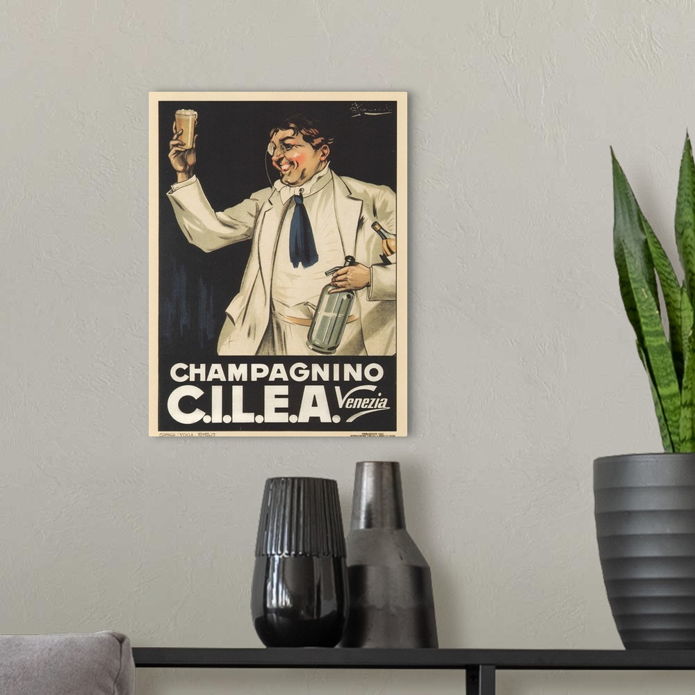 A modern room featuring Champagnino CILEA - Vintage Champagne Advertisement