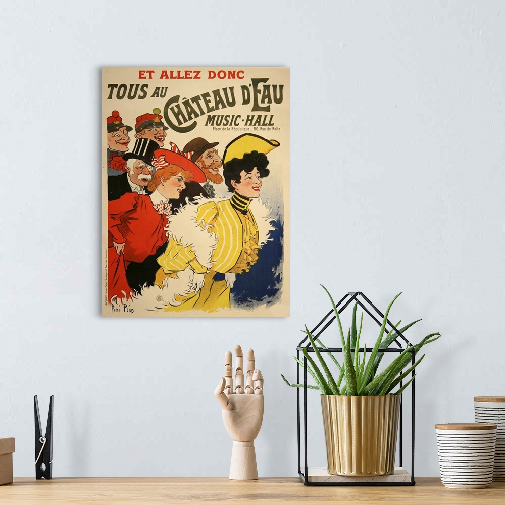 A bohemian room featuring Chateau D'Eau Music Hall - Vintage Advertisement