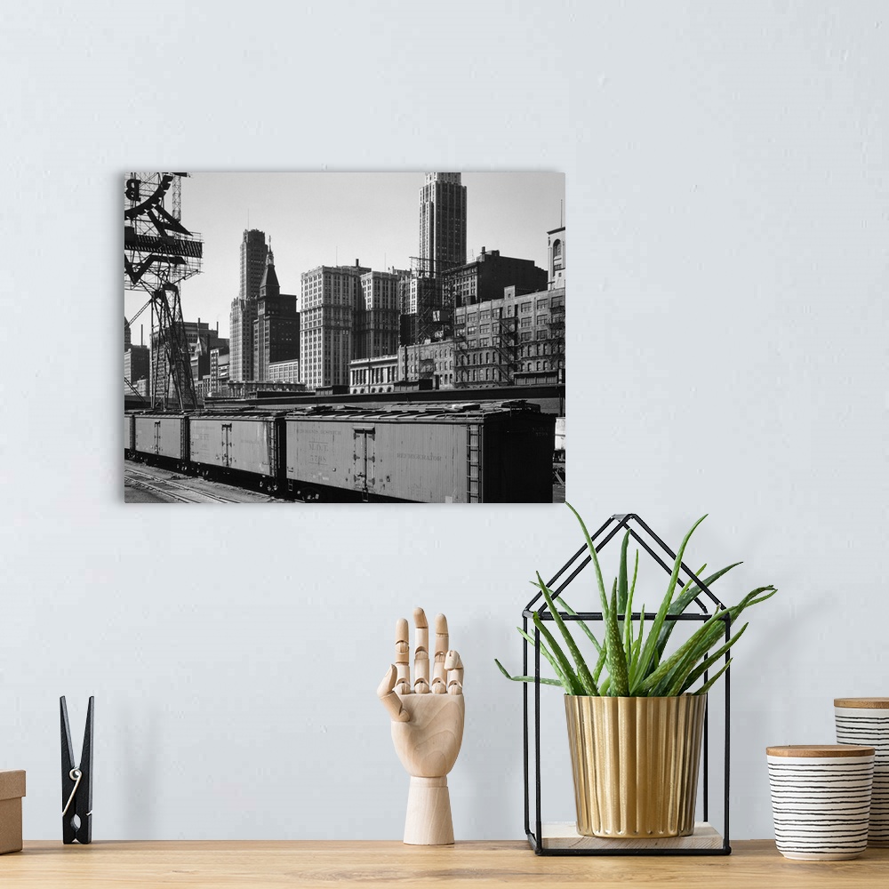 A bohemian room featuring Chicago Skyline from Water Street