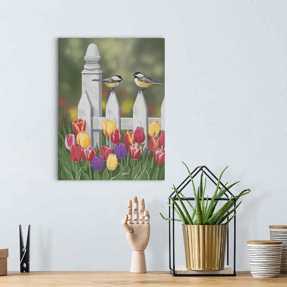 A bohemian room featuring Chickadees And Tulips
