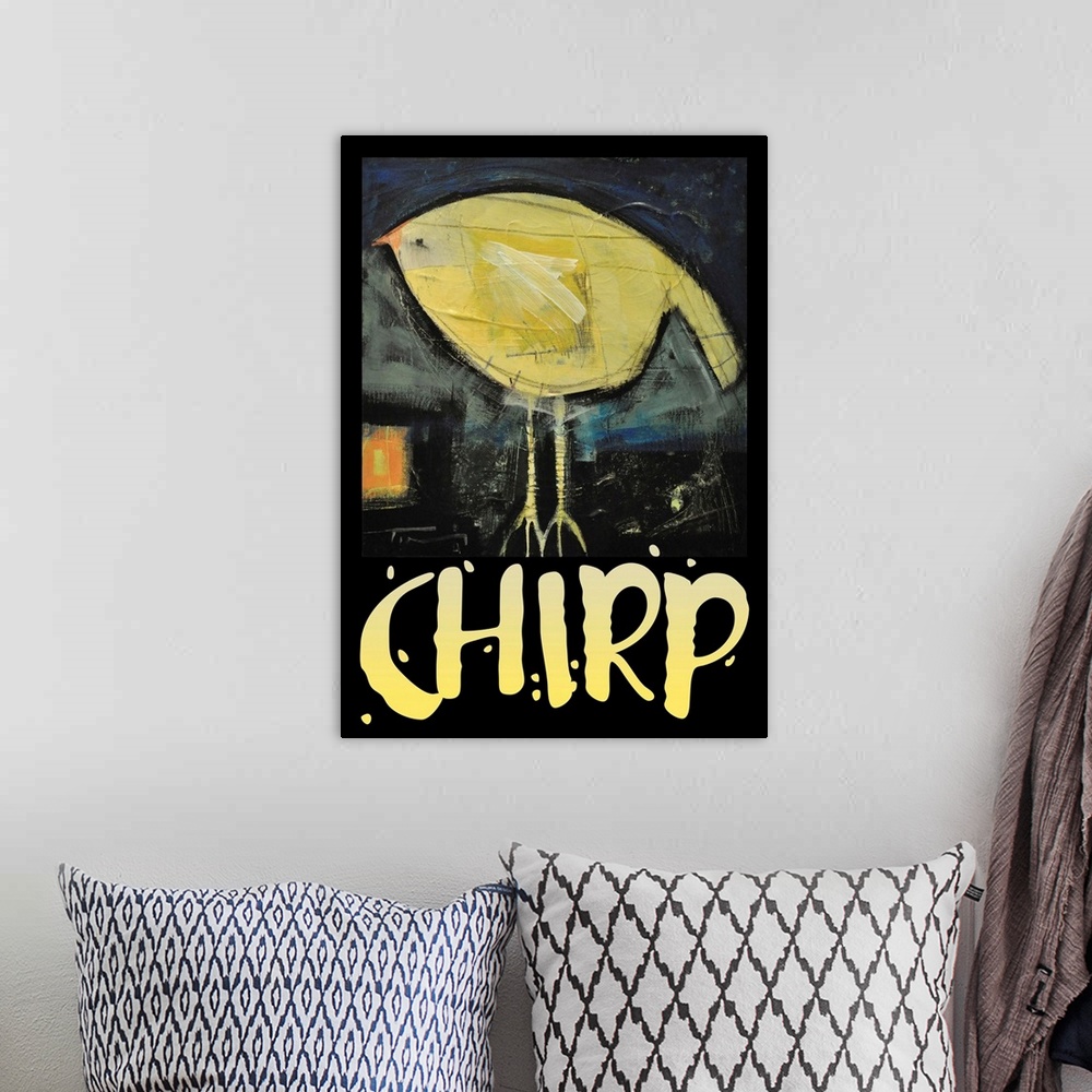 A bohemian room featuring Chirp Poster