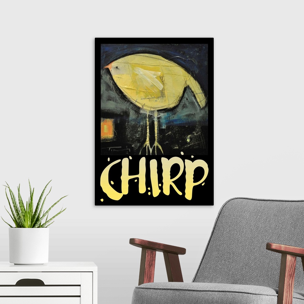A modern room featuring Chirp Poster