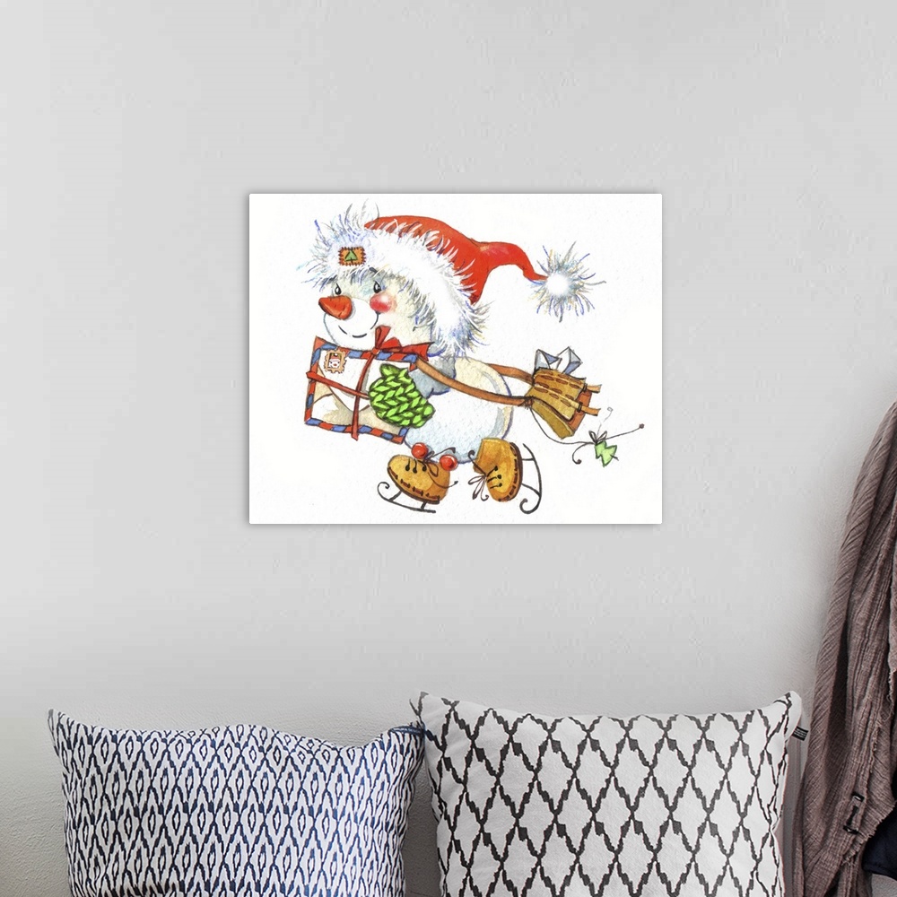 A bohemian room featuring Christmas Snowman