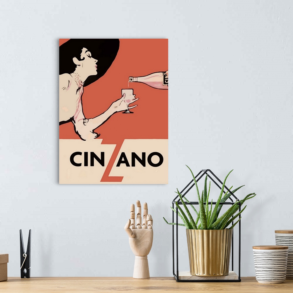 A bohemian room featuring Cinzano - Vintage Liquor Advertisement
