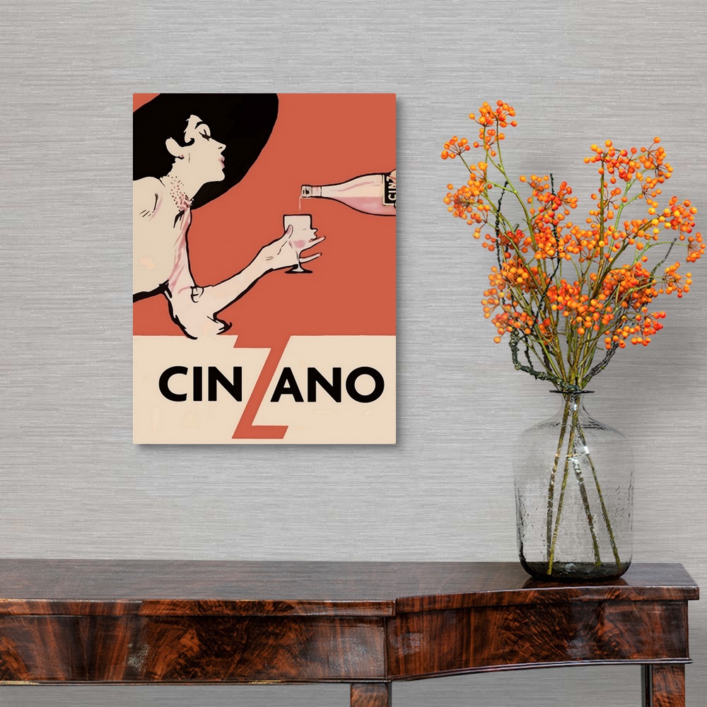 A traditional room featuring Cinzano - Vintage Liquor Advertisement
