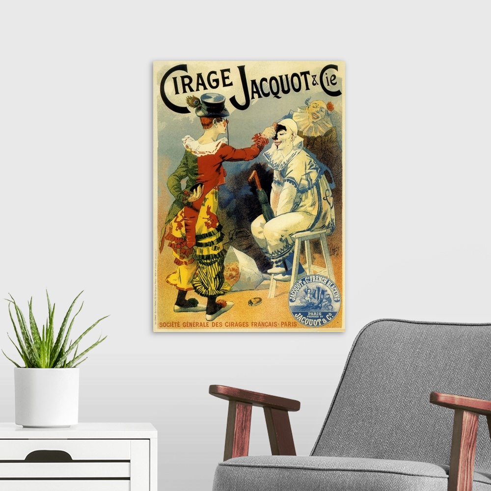 A modern room featuring Cirage Jacquot - Vintage Circus Advertisement