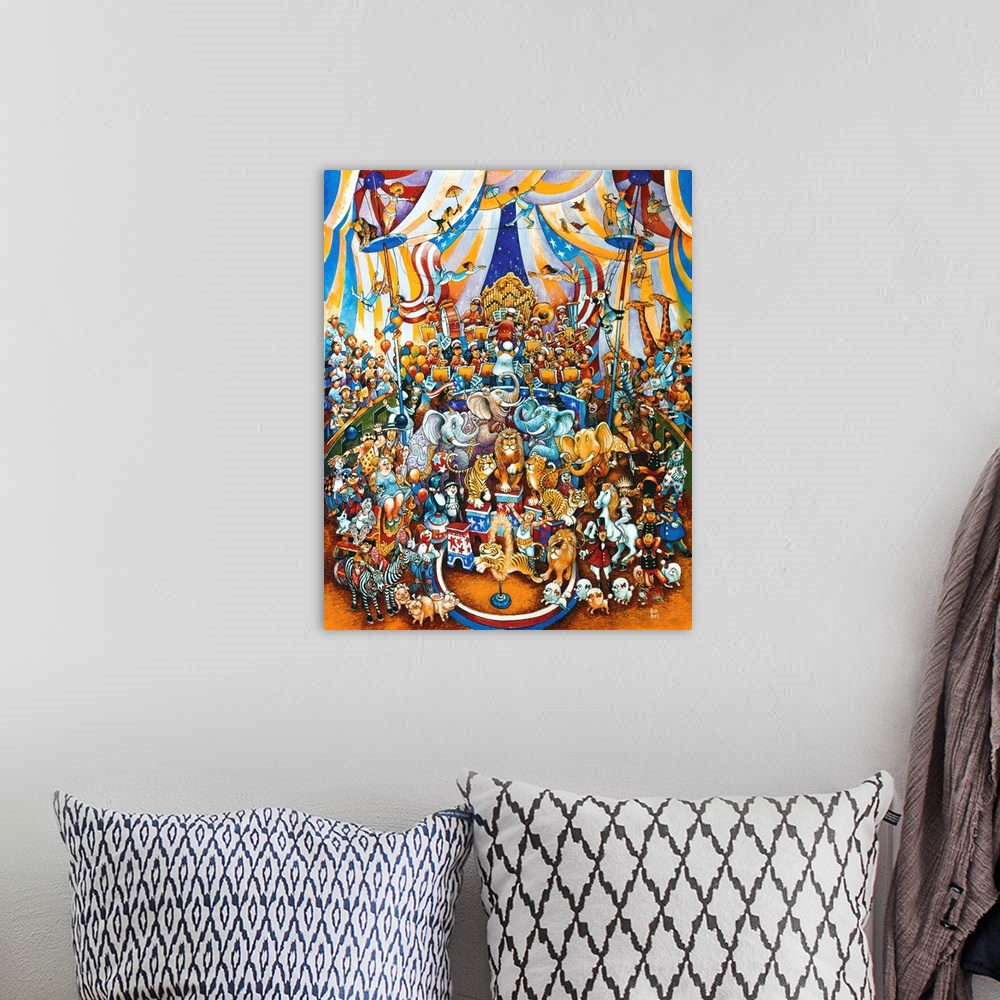 A bohemian room featuring Circus animals and the Big Tent.