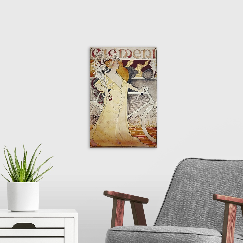 A modern room featuring Clement - Vintage Bicycle Advertisement