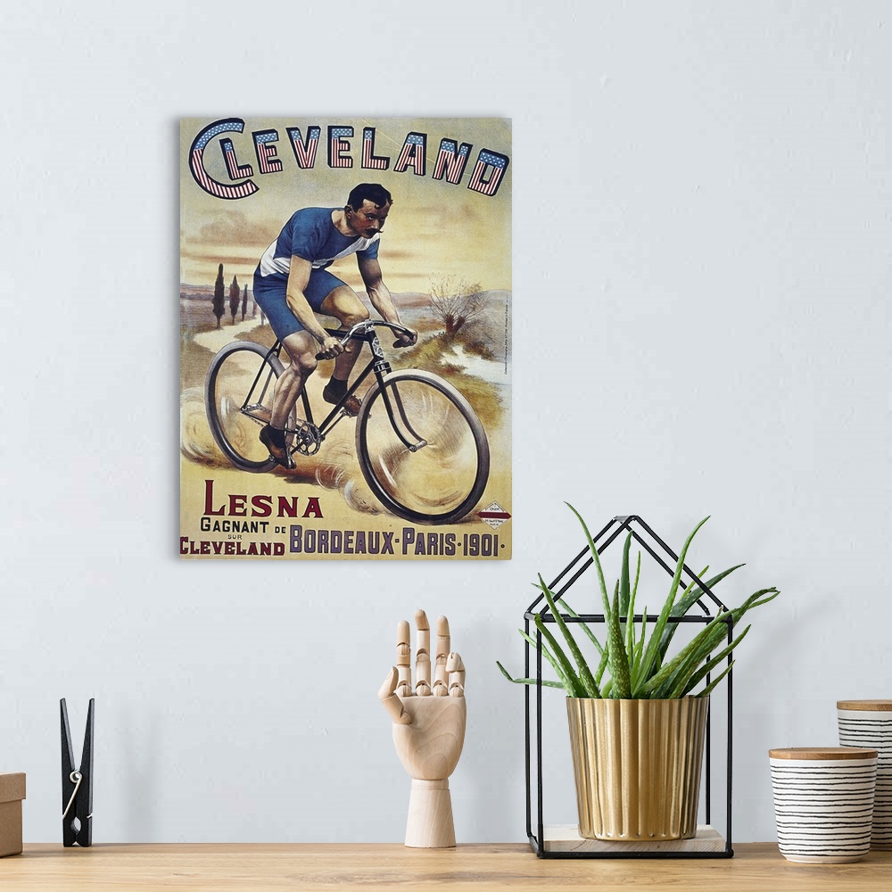 A bohemian room featuring Cleveland - Vintage Bicycle Advertisement