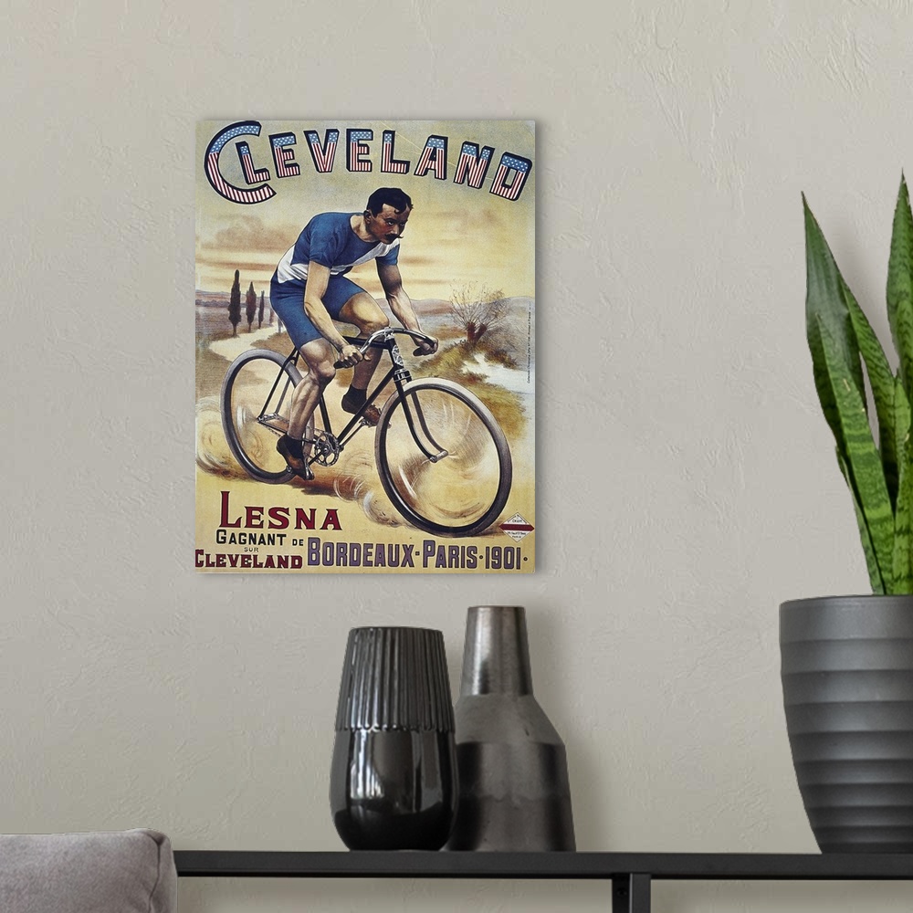 A modern room featuring Cleveland - Vintage Bicycle Advertisement