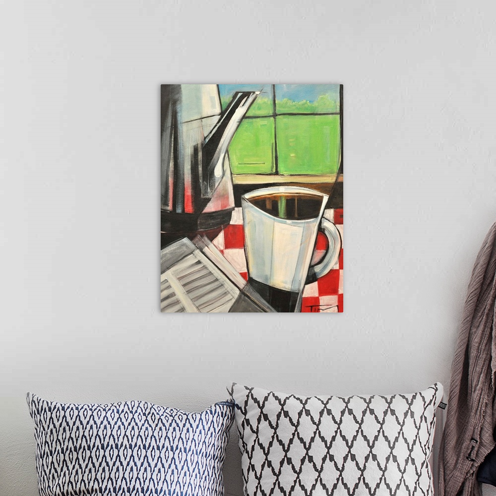 A bohemian room featuring Coffee And Morning News