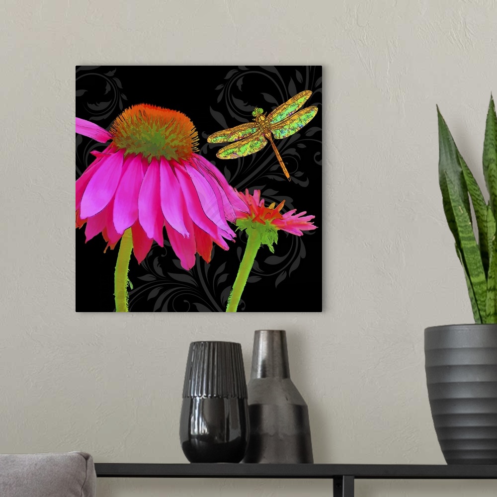 A modern room featuring Flowers and DragonFly