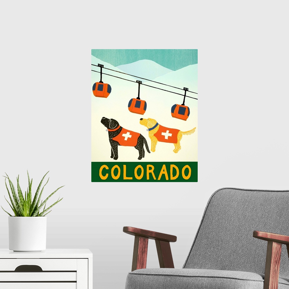 A modern room featuring Colorado Ski Patrol