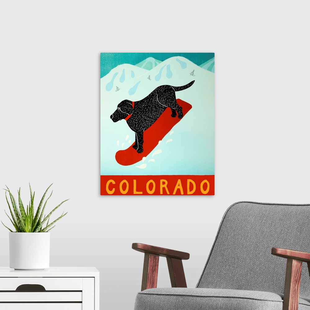 A modern room featuring Colorado Snowboard Black