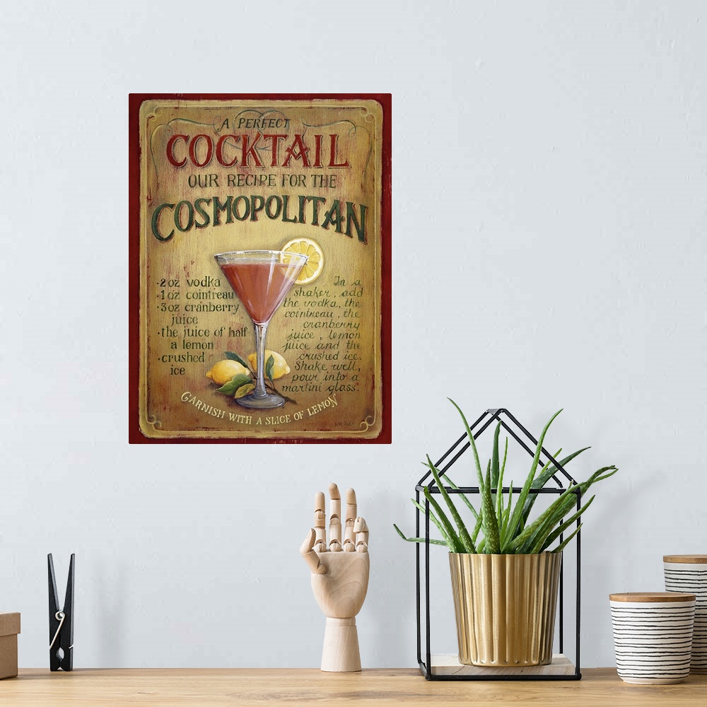 A bohemian room featuring recipe to make a cosmopolitansummer drink