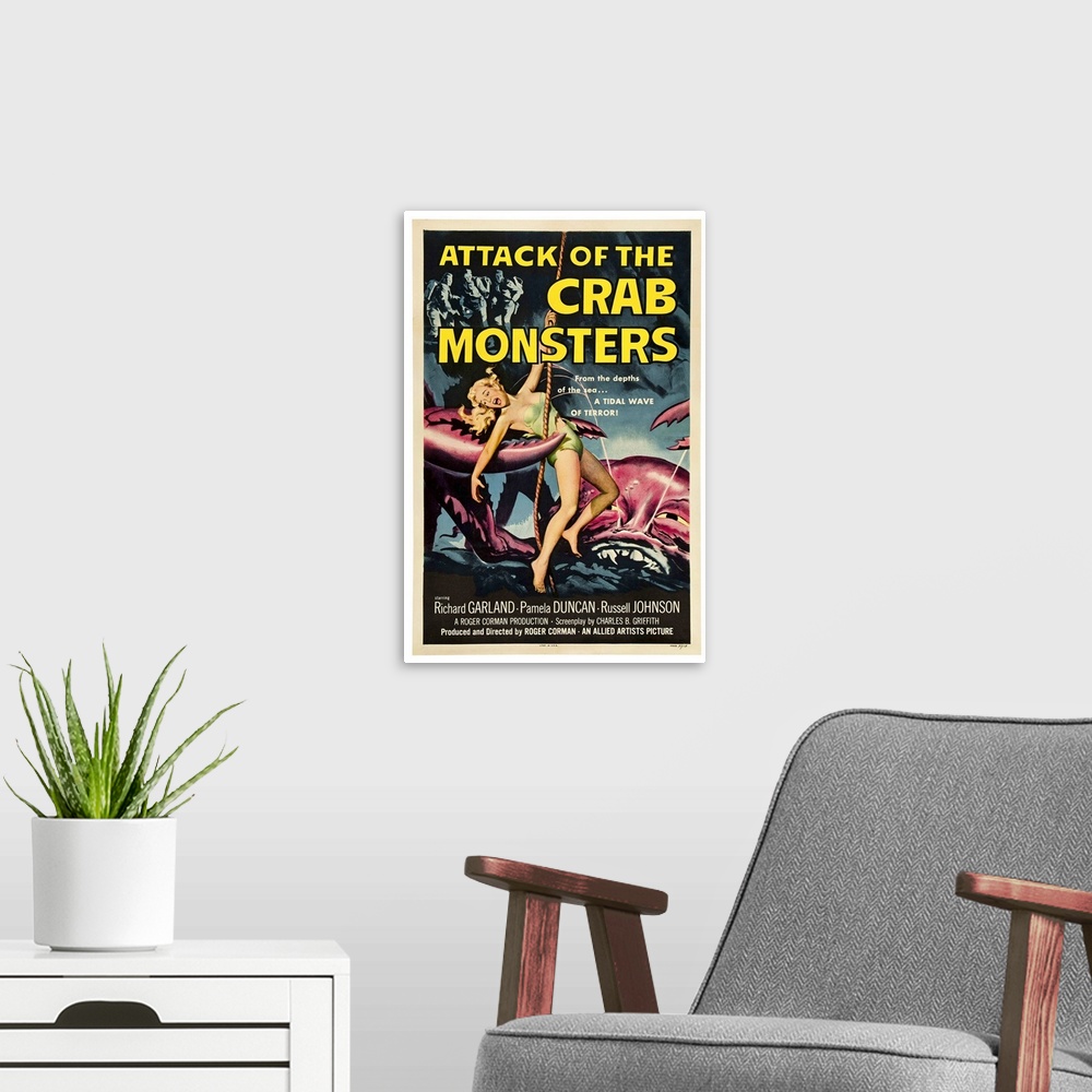 A modern room featuring Movie Poster: Crab Monsters