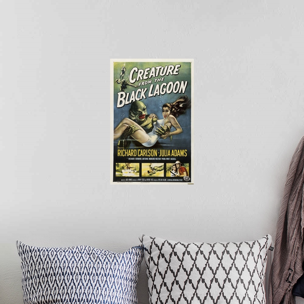 A bohemian room featuring Movie Poster: Creature from the Black Lagoon