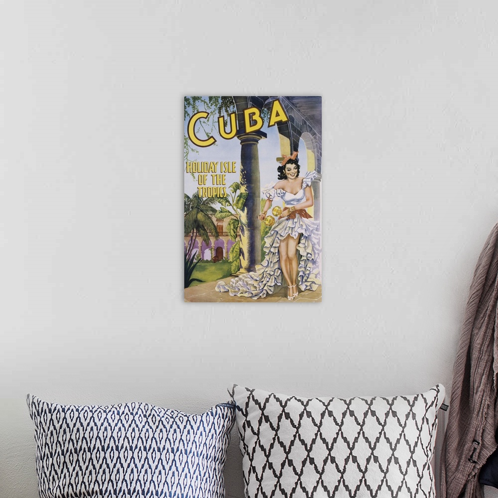 A bohemian room featuring Vintage Poster, Cuba, woman dancing