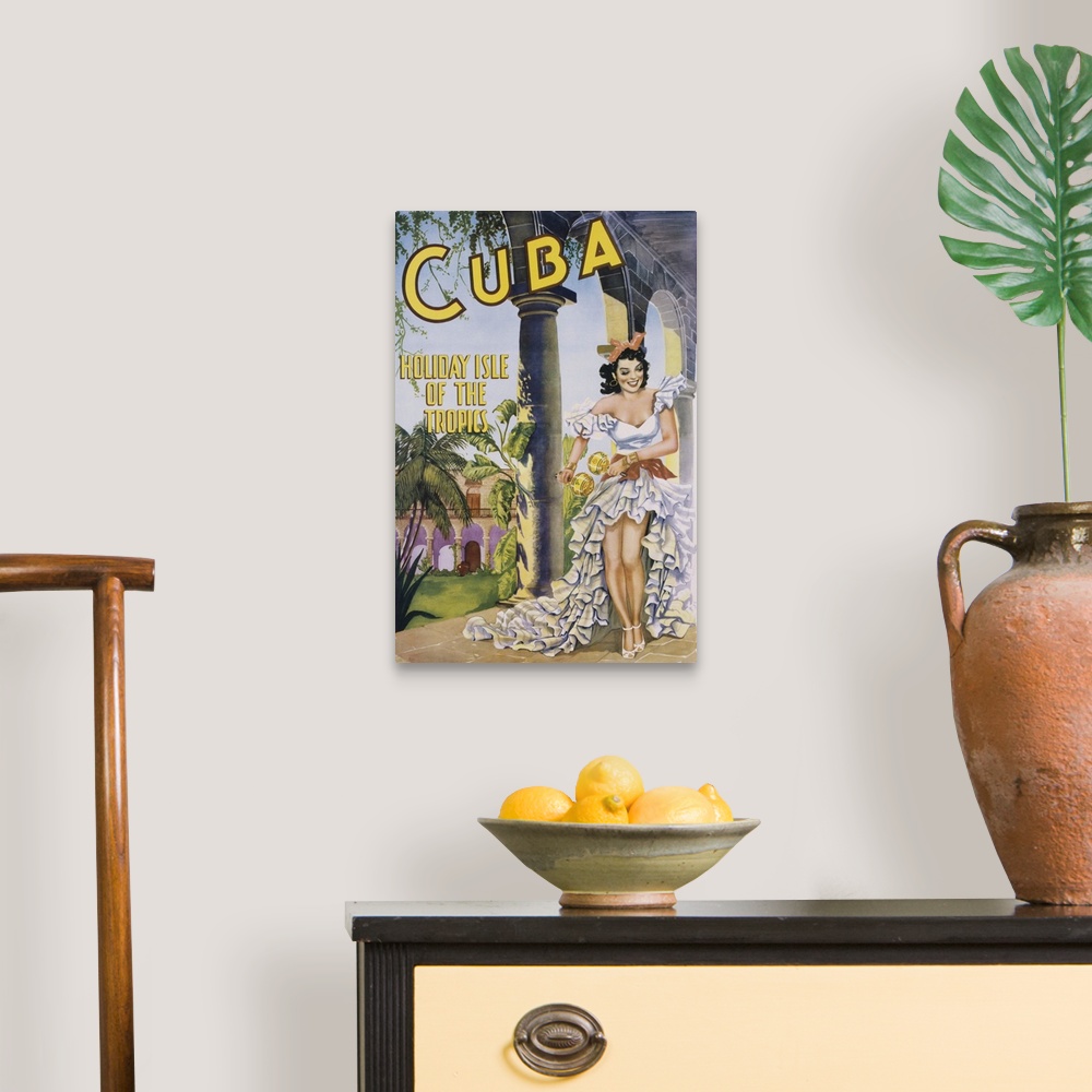 A traditional room featuring Vintage Poster, Cuba, woman dancing
