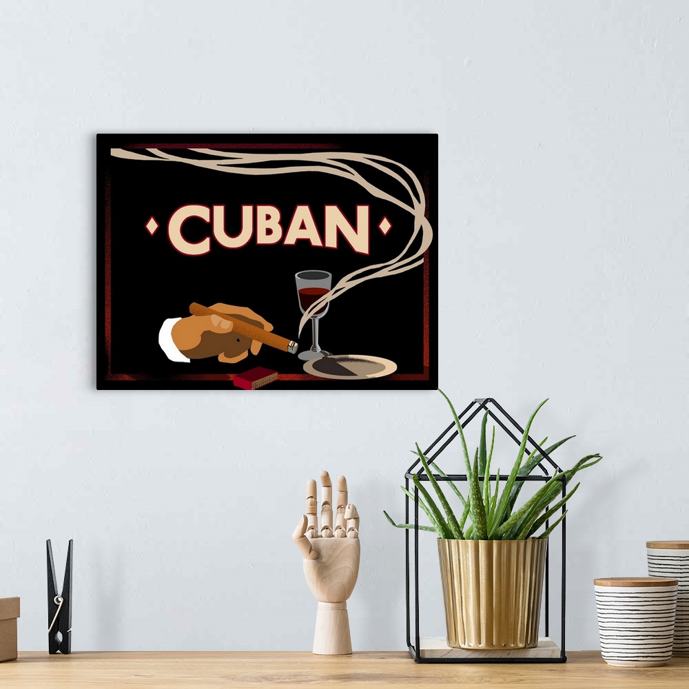 A bohemian room featuring Cuban - Vintage Cigar Advertisement