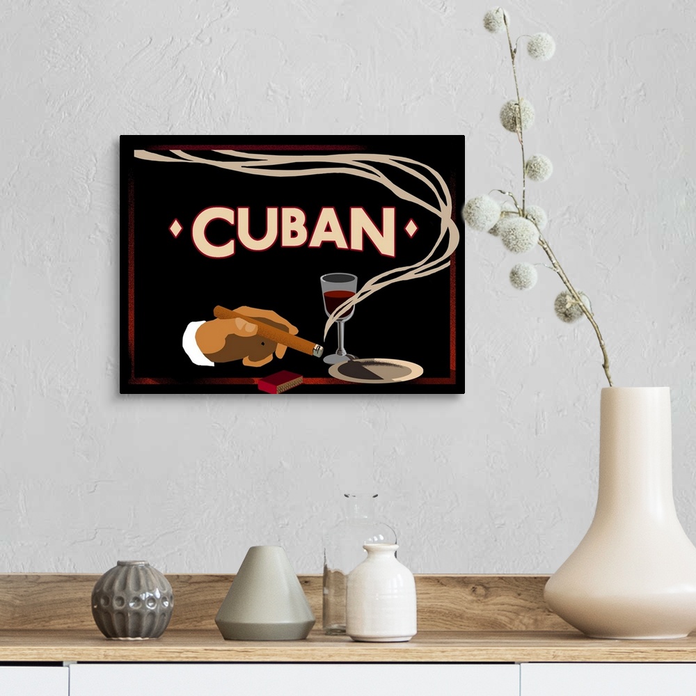 A farmhouse room featuring Cuban - Vintage Cigar Advertisement