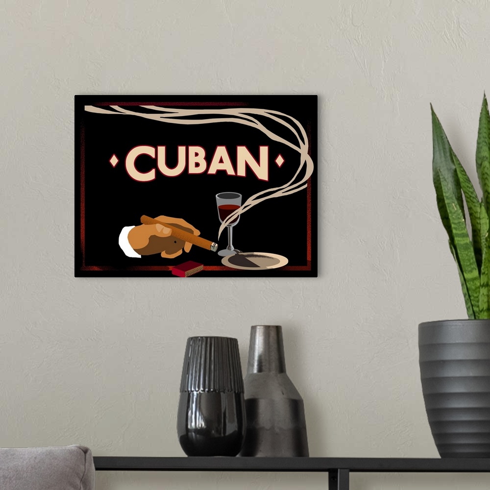 A modern room featuring Cuban - Vintage Cigar Advertisement