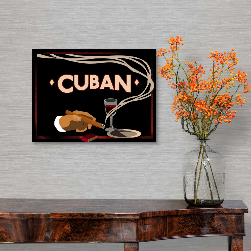 A traditional room featuring Cuban - Vintage Cigar Advertisement