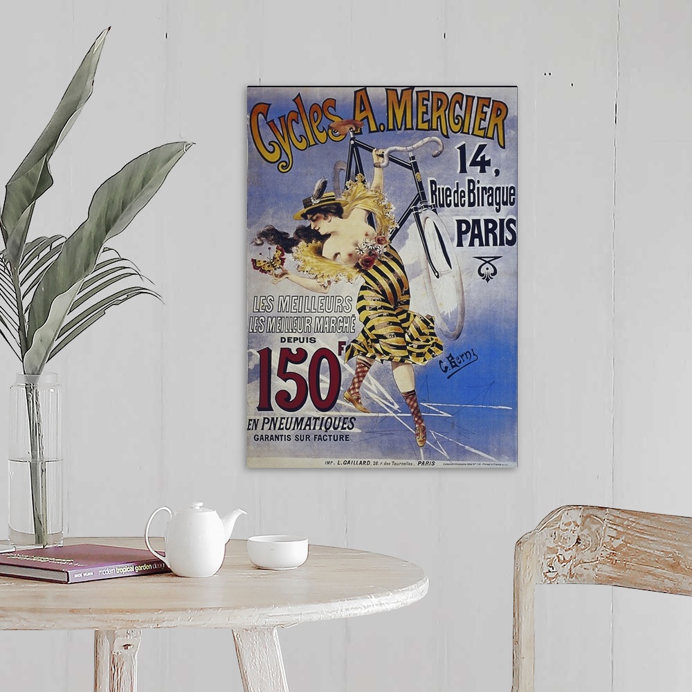 A farmhouse room featuring Cycles a Mergier - Vintage Bicycle Advertisement